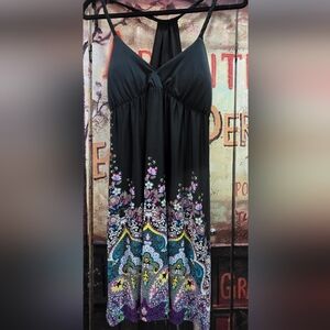 Rue21 Black Dress with Multicolor Floral Border